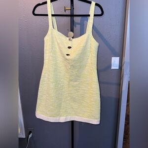 Alexis Yellow Tweed Camisole with Button Front